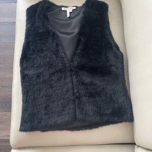 BCBGeneration Black Faux Fur Vest